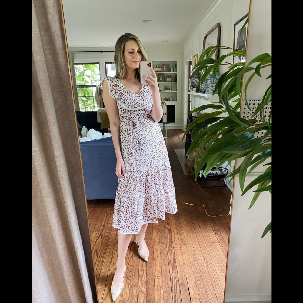 RIXO x Target Brown Floral Sleeveless Ruffle Dress